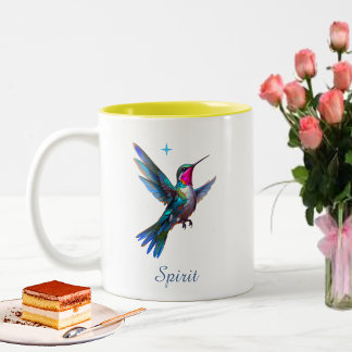 Stilvoller Kolibri und Schrift auf Weiß Zweifarbige Tasse