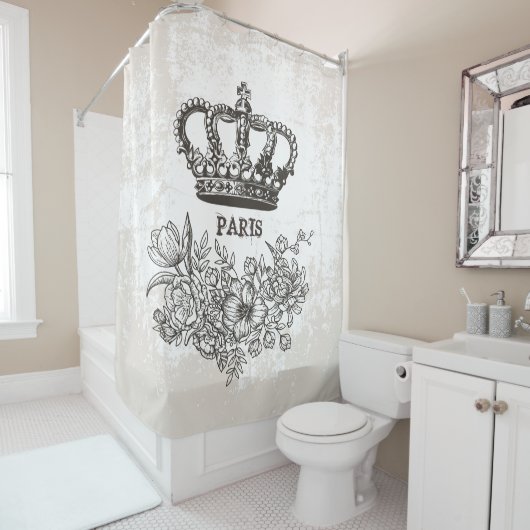 Stilvoller Kronen-Blumegrunge-alter Blick Paris Duschvorhang (Beispiel)