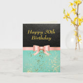 Stilvoller Leather Look Glitzer Funkelnd 30. Gebur Karte (Gelbe Blume)