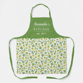 Stilvoller Lemon Muster Grün Gelber Name Schürze (Vorderseite)