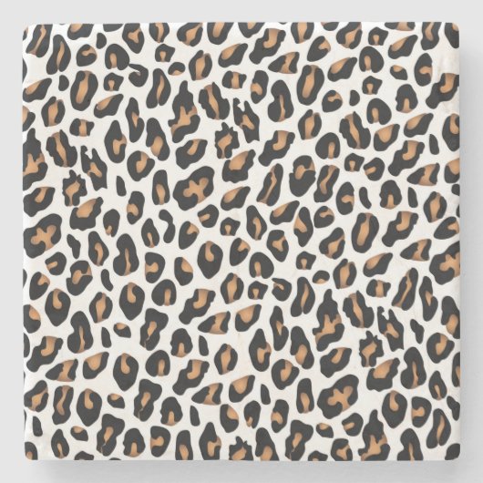 Stilvoller Leopard Animal Print Stone Untersetzer (Vorderseite)