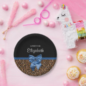 Stilvoller Leopard-Druck-eleganter blauer Bogen Pappteller (Party)