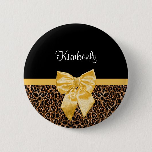 Stilvoller Leopard-Druck-eleganter gelber Bogen Button (Vorderseite)