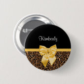 Stilvoller Leopard-Druck-eleganter gelber Bogen Button (Vorne & Hinten)