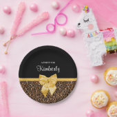 Stilvoller Leopard-Druck-eleganter gelber Bogen Pappteller (Party)