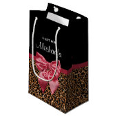 Stilvoller Leopard-Druck-eleganter roter Bogen und Kleine Geschenktüte (Vorderseite Schrägansicht)