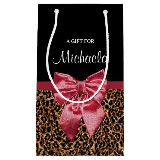 Stilvoller Leopard-Druck-eleganter roter Bogen und Kleine Geschenktüte (Vorderseite)