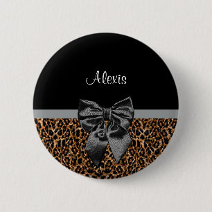 Stilvoller Leopard-Druck-eleganter schwarzer Bogen Button