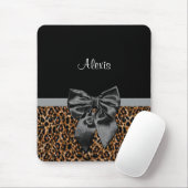 Stilvoller Leopard-Druck-eleganter schwarzer Bogen Mousepad (Mit Mouse)