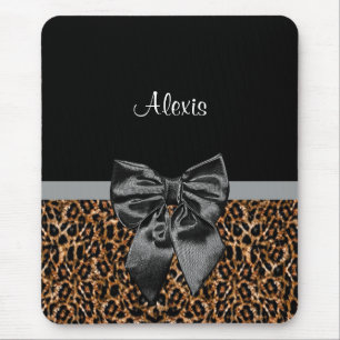 Stilvoller Leopard-Druck-eleganter schwarzer Bogen Mousepad