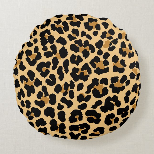 Stilvoller Leopard-Druck-rundes Wurfs-Kissen Rundes Kissen (Vorderseite)