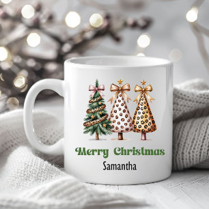 Stilvoller Leopard-Weihnachtsbaum individuell mit  Kaffeetasse