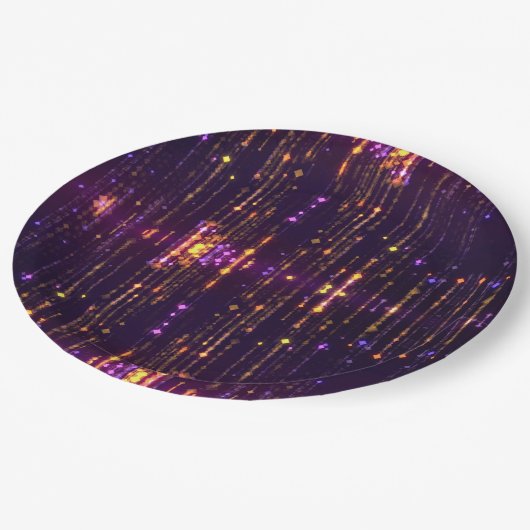Stilvoller Lila Glitzer Gold Mogern Sparkl Pappteller (Schrägansicht)