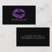 Stilvoller lila Lippenmake-upkünstler Visitenkarte (Vorne/Hinten)