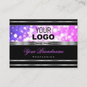 Stilvoller Lila Schwarz-Rosa-Glitzer mit Logo-Silv Visitenkarte (Vorderseite)