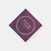 Stilvoller Lila- und Gold-Pessach Serviette (Ecke)