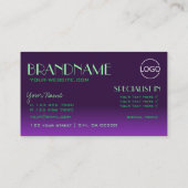 Stilvoller Lila und grüner Schriftart mit Logo Visitenkarte (Rückseite)