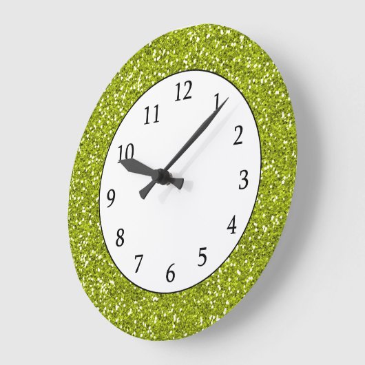 Stilvoller Limoner grüner Glitzer Große Wanduhr (Winkel)