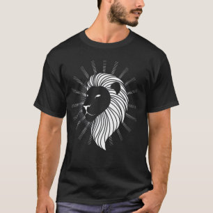 Stilvoller Löwenkopf mit strahlenden Strahlen T-Shirt
