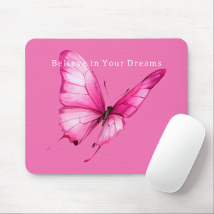 Stilvoller Mädchenhafter Rosa Schmetterling Mousepad
