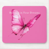 Stilvoller Mädchenhafter Rosa Schmetterling Mousepad (Vorne)