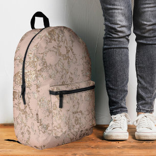Stilvoller Marmor Rosa Gold Pfirsich Luxus Mädchen Bedruckter Rucksack