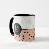 Stilvoller Marmor und Rose Gold mit Monogram Tasse (Vorderseite Links)