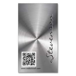 Stilvoller, metallischer Sliver-Look mit QR-Code Magnetische Visitenkarte