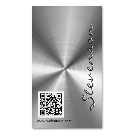Stilvoller, metallischer Sliver-Look mit QR-Code Magnetische Visitenkarte (Vorderseite Vertikal)