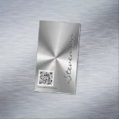 Stilvoller, metallischer Sliver-Look mit QR-Code Magnetische Visitenkarte (Beispiel)