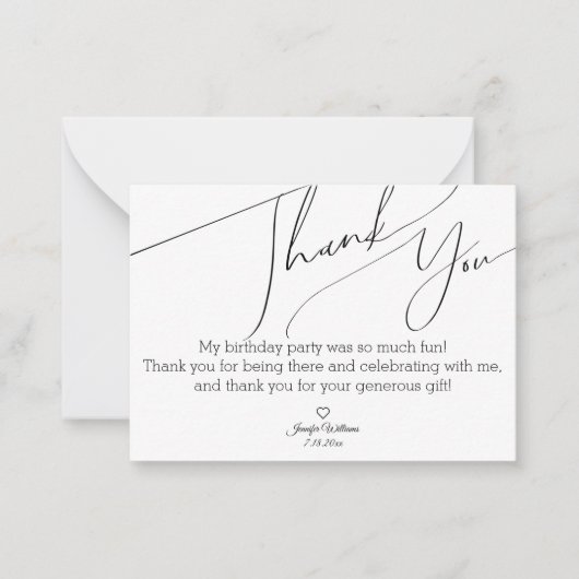 stilvoller minimalistischer Chic danke Ihnen süß 1 Mitteilungskarte (Vorderseite)