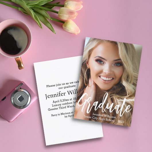 stilvoller minimalistischer Foto Abschluss 2025 Pa Einladung