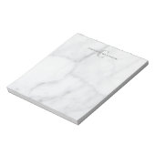 Stilvoller Mit Monogramm Name in weißem grauem Mar Notizblock (Rotiert)
