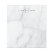 Stilvoller Mit Monogramm Name in weißem grauem Mar Notizblock (Vorderseite)