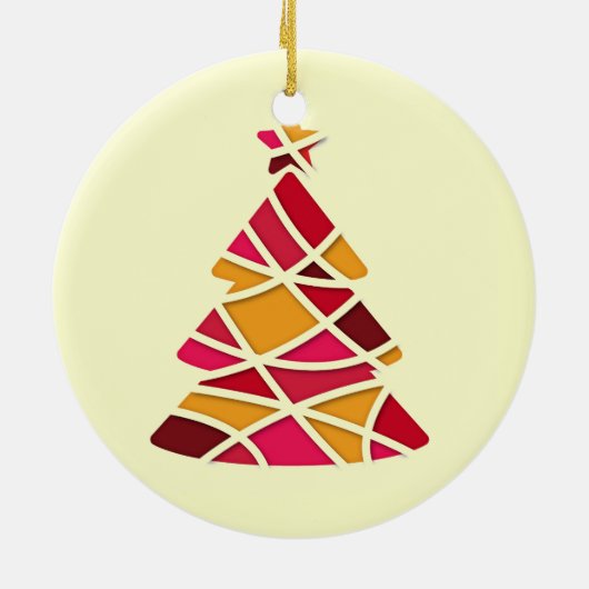 Stilvoller moderne Kunst Weihnachtsbaum Keramik Ornament (Hinten)