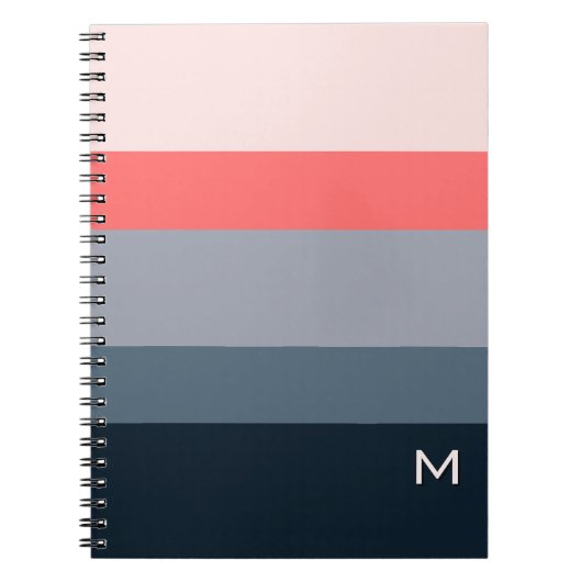 Stilvoller moderner Farbblock grau pink Monogramm Notizblock (Vorderseite)