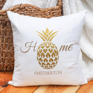 Stilvoller moderner goldener Ananas weißes Zuhause Kissen