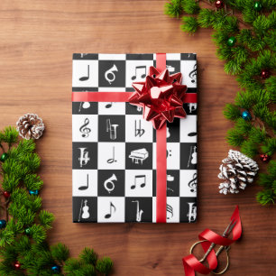 Stilvoller moderner Musiknoten und Instrumente Geschenkpapier
