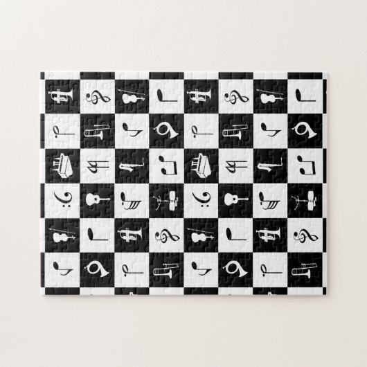 Stilvoller moderner Musiknoten und Instrumente Puzzle (Horizontal)