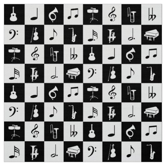 Stilvoller moderner Musiknoten und Instrumente Stoff (Muster)