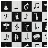 Stilvoller moderner Musiknoten und Instrumente Stoff (Nahaufnahme)
