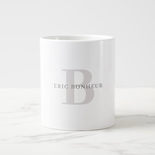 Stilvoller moderner Name und Monogramm Jumbo-Tasse (Vorderseite)