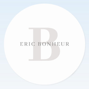 Stilvoller moderner Name und Monogramm Runder Aufkleber