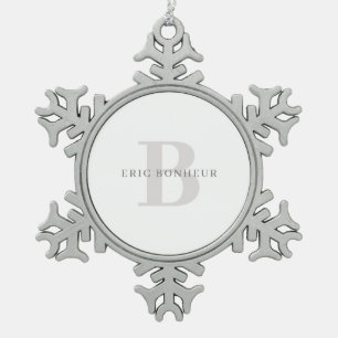 Stilvoller moderner Name und Monogramm Schneeflocken Zinn-Ornament