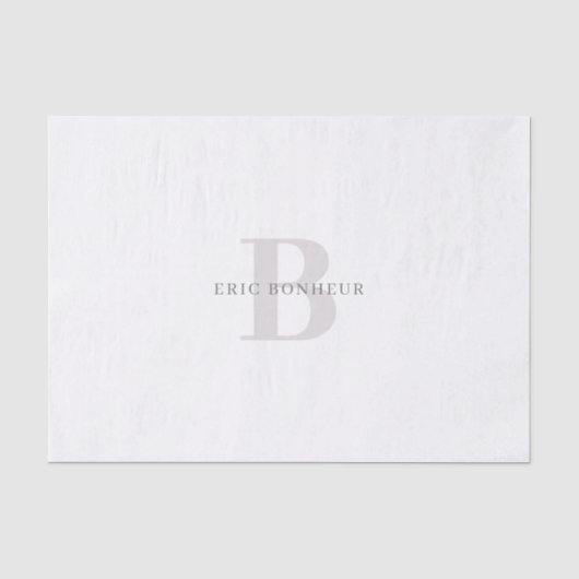 Stilvoller moderner Name und Monogramm Seidenpapier (Vorderseite)