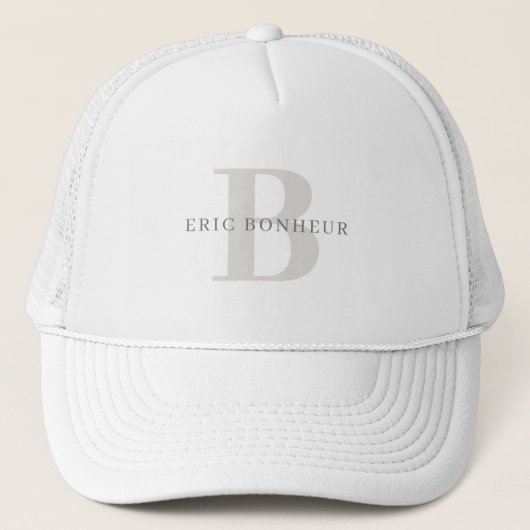 Stilvoller moderner Name und Monogramm Truckerkappe (Vorderseite)