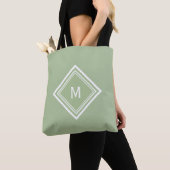 Stilvoller moderner Salbeigrüner Custom-Monogramm Tasche (Von Nahem)