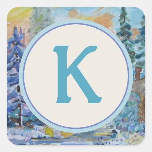 Stilvoller Monogram-Umschlag Aufkleber (Vorderseite)