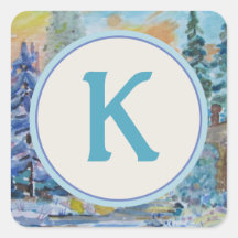 Stilvoller Monogram-Umschlag Aufkleber