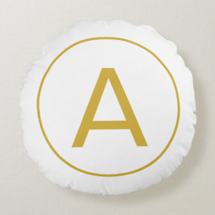 Stilvoller Monogramm Anfangsbuchstabe Goldfarbe We Rundes Kissen